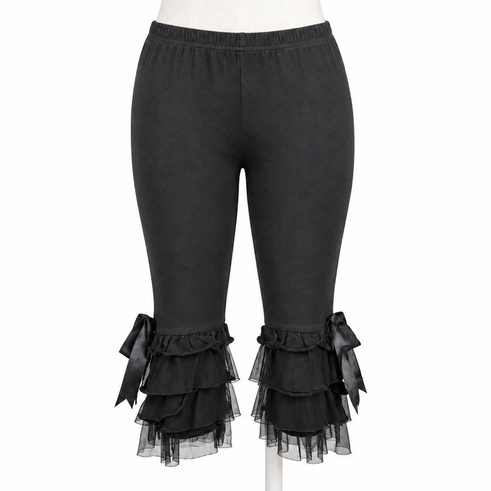 Effies Heart Ruffle Bloomer Flared Yoga Pants Size S Black Boho Festival Legging